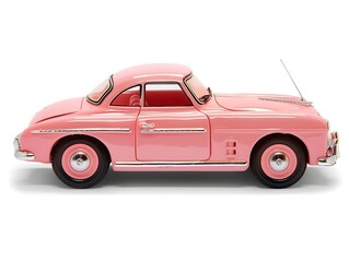 Pink retro car isolated on white background