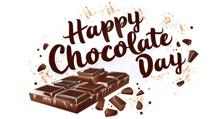 Happy Chocolate Day flat design illustration banner over white background