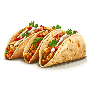 recommend clip art: Vector illustration of a taco de pollo on a white background. Suitable for crafting and digital design projects.[A-0004]