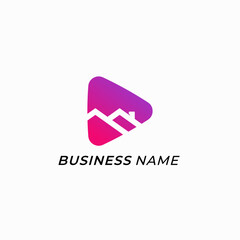 Obraz premium design logo combine roof and play video
