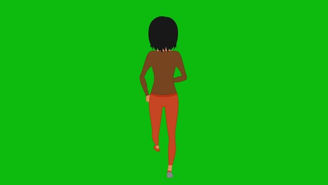 Cartoon girl running 2d animation, 4k resolution, girl, cartoon female, back girl run