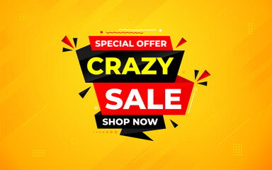 Crazy Sale offer Background. Sale banner design template. Vector illustration. Market promotion banner and crazy discount announcement background vector illustration.