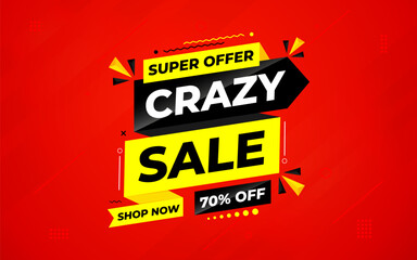 Crazy Sale offer Background. Sale banner design template. Vector illustration. Market promotion banner and crazy discount announcement background vector illustration.