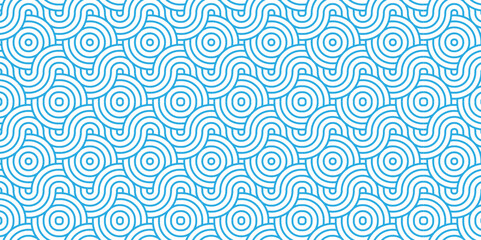 Overlapping Pattern Minimal diamond geometric waves spiral and abstract circle wave line. blue color seamless tile stripe geometric create retro square line backdrop pattern background.