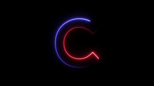 Modern flickering neon letter c animation