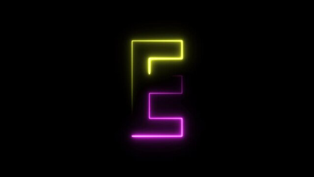 Modern flickering neon letter e animation