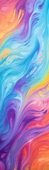 Obraz premium Vibrant abstract fluid art with swirling colors of blue, purple, orange, and yellow creating a mesmerizing and colorful background.