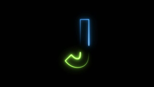 Modern flickering neon letter j animation