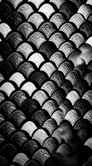 Fototapeta premium Abstract Image, Black and White Scales, Pattern Style Texture, Wallpaper, Background, Cell Phone and Smartphone Case, Computer Screen, Cell Phone and Smartphone Screen, 9:16 Format - PNG