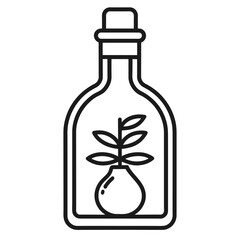 Olive Oil Bottle line vector icon on white background