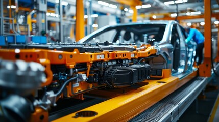 Technician inspecting the cooling system of an EV car's battery