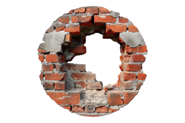 Bricks with hole isolated on transparent background