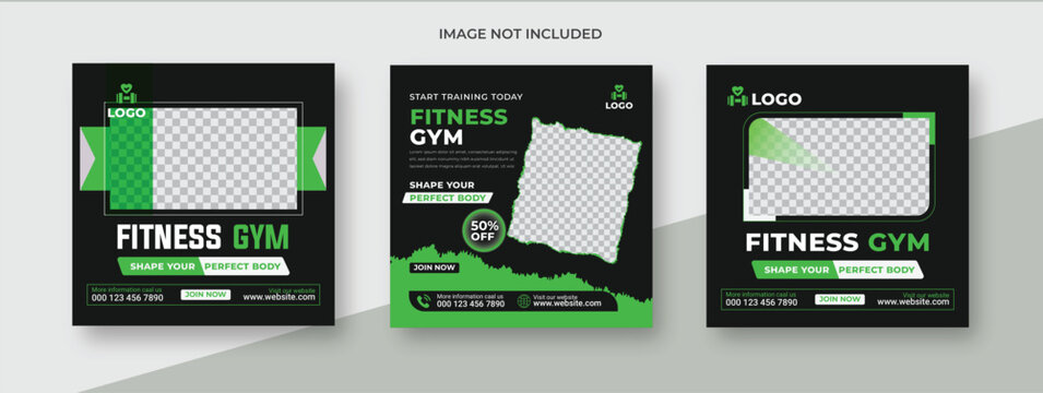 Fitness instagram gym social media post template, Fitness workout and shape your body .or social media post design template.