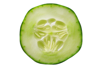 Fresh cucumber slice isolated on transparent background