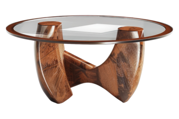 Glass coffee table isolated on transparent background