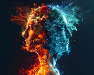 Fiery Collision of Elemental Forces A Captivating Depiction of Physiological Transformation