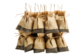 Teabags isolated on transparent background