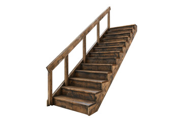 Wooden staircase isolated on transparent background