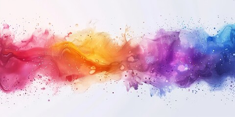 Colorful watercolor splash paint background, colorful splashes and paint drips on a white background, watercolor stain with paint splatter, banner,abstract color ink explosion