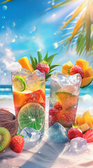 Tropical Cocktail Beach Drink ilustrasi