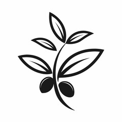 Black olive with leaves logo vector icon illustration 