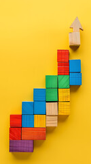 Colorful wooden blocks, symbolizing growth and success