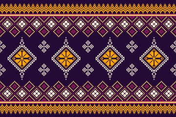 Pixel pattern ethnic oriental traditional. design fabric pattern textile African Indonesian,Indian, seamless Aztec style abstract vector illustration for print clothing, texture, fabric, wallpaper, de