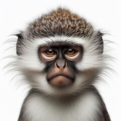 Obraz premium African Vervet Monkey with a disgusted expression frown Isolated on white background