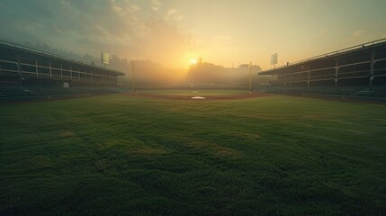 Baseball field at sunrise