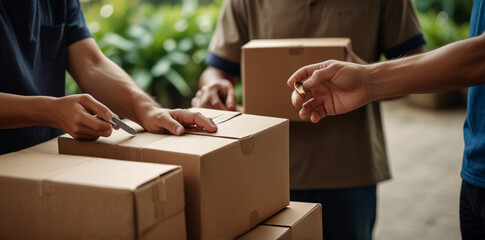 Person delivering parcel