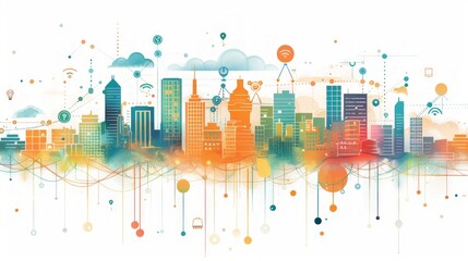 Smart City Infrastructure integrating IoT to enhance urban living, optimize resource management, and improve public services 
