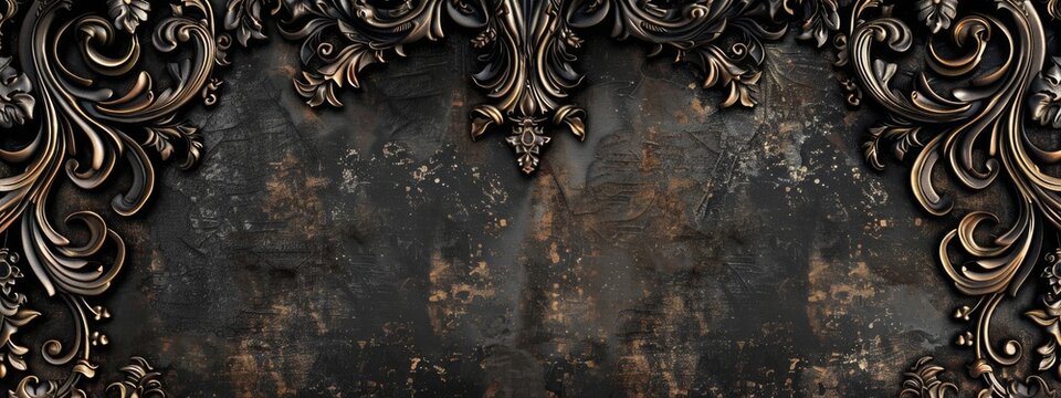 An elegant, baroque pattern background with rich textures and ornate details.