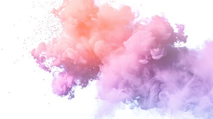 An abstract pastel smoke explosion, capturing a moment of creation or transformation on white.