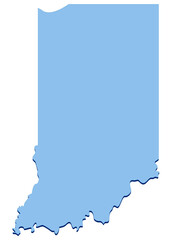 Indiana state map in blue colors (cut out)