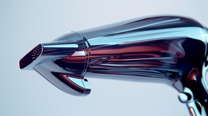 Advertising close-up of a hair dryer with speed settings, isolated white background, studio lighting highlighting key features and design