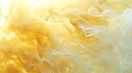 Delicate strands of pastel yellow smoke, evoking the light of dawn spreading across white.