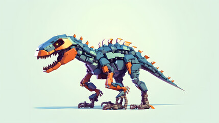robot Deinonychus 3d pixel