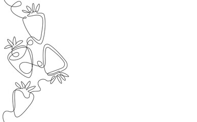 Strawberries pattern that repeat verticaly. Vector graphic element for products that include strawberry as yogurt, smoothie, jam. Simple organic sketch.