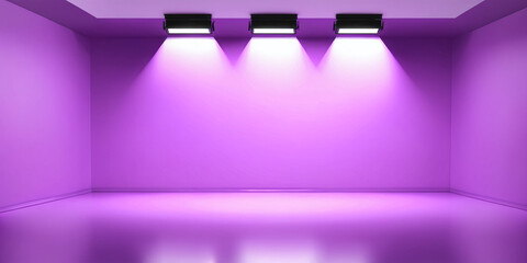 Empty Violet Room Mockup with Spotlighting