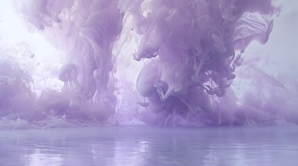 Pastel lavender smoke rising and falling in a ballet of grace and poise against a white stage.