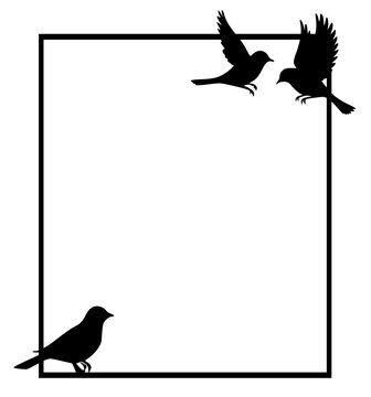recommend clip art: Decorative silhouette of a bird border frame background
