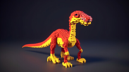 robot Deinonychus 3d pixel