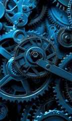 Blue Abstract Mechanical Gears,Photorealistic HD