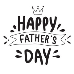 Happy Father's Day text. Hand drawn vector art.