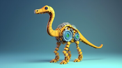 robot Gallimimus 3d pixel