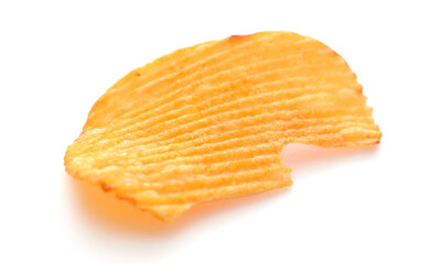 Ridged potato chips isolated on white background