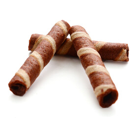 Tasty cinnamon rolls isolated on white, set
