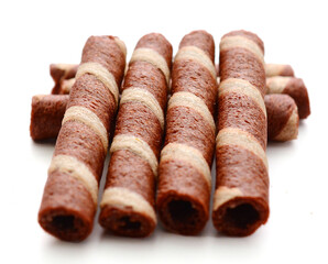 Tasty cinnamon rolls isolated on white, set
