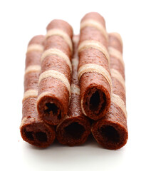 Tasty cinnamon rolls isolated on white, set
