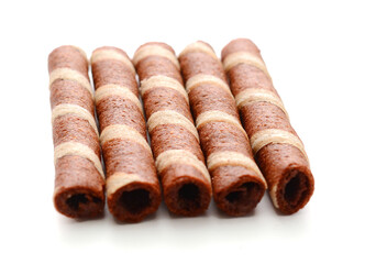 Tasty cinnamon rolls isolated on white, set
